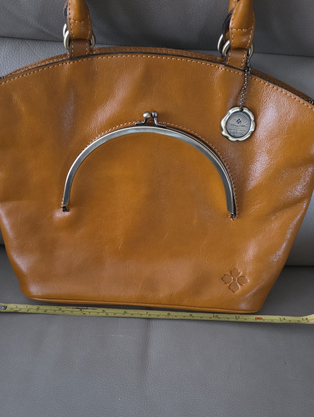 Patricia NashTan Leather Dome Satchel with Kiss-Lock Accent